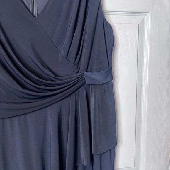 Adrianna Papell Navy Blue Sleeveless Formal Pantsuit Cascade Draped Plus SZ 20W - Picture 6 of 13